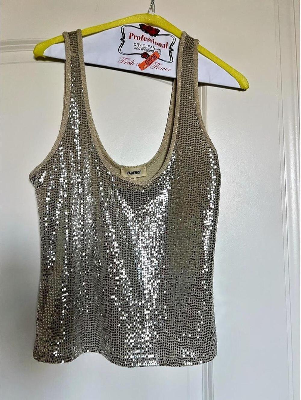 L'Agence Women's Silver and Gold Crop-top